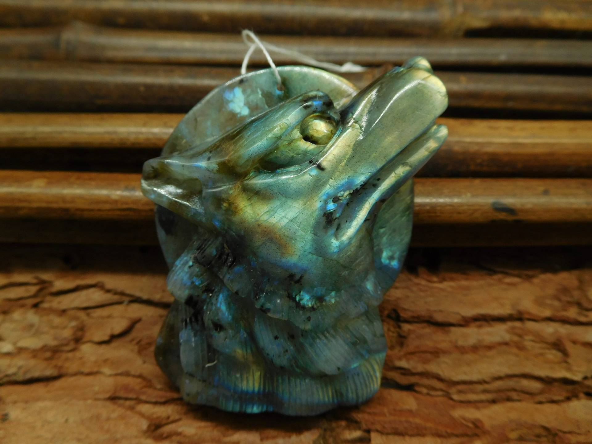 Schnitzen Labradorit Edelstein Anhänger Perle. Wolf Anhänger. Handwerk Anhänger(C0296 von CraftStoreGoods