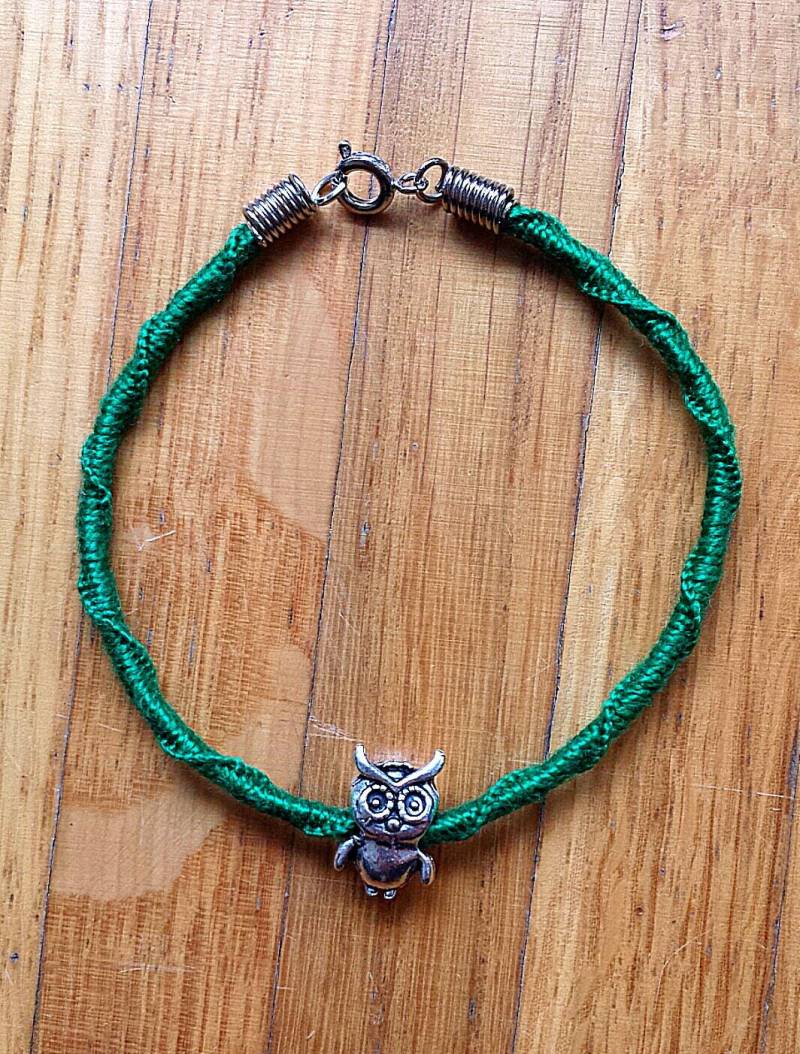 Eule Silber Geknüpftes Armband Oder Fußkettchen - Silber Armbändchen/Fusskettchen von CraftVogel