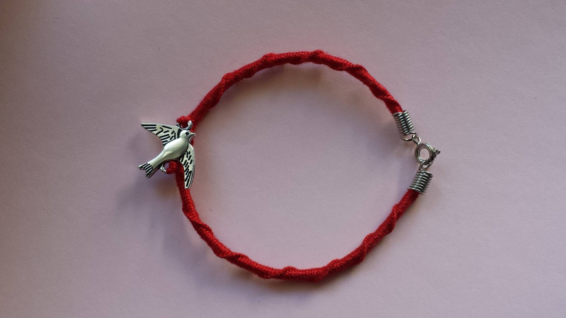 Vogel Schwalbe Armband Oder Fußkettchen Geknüpft, Silber Bettelarmband - Silber Als Fusskettchen von CraftVogel