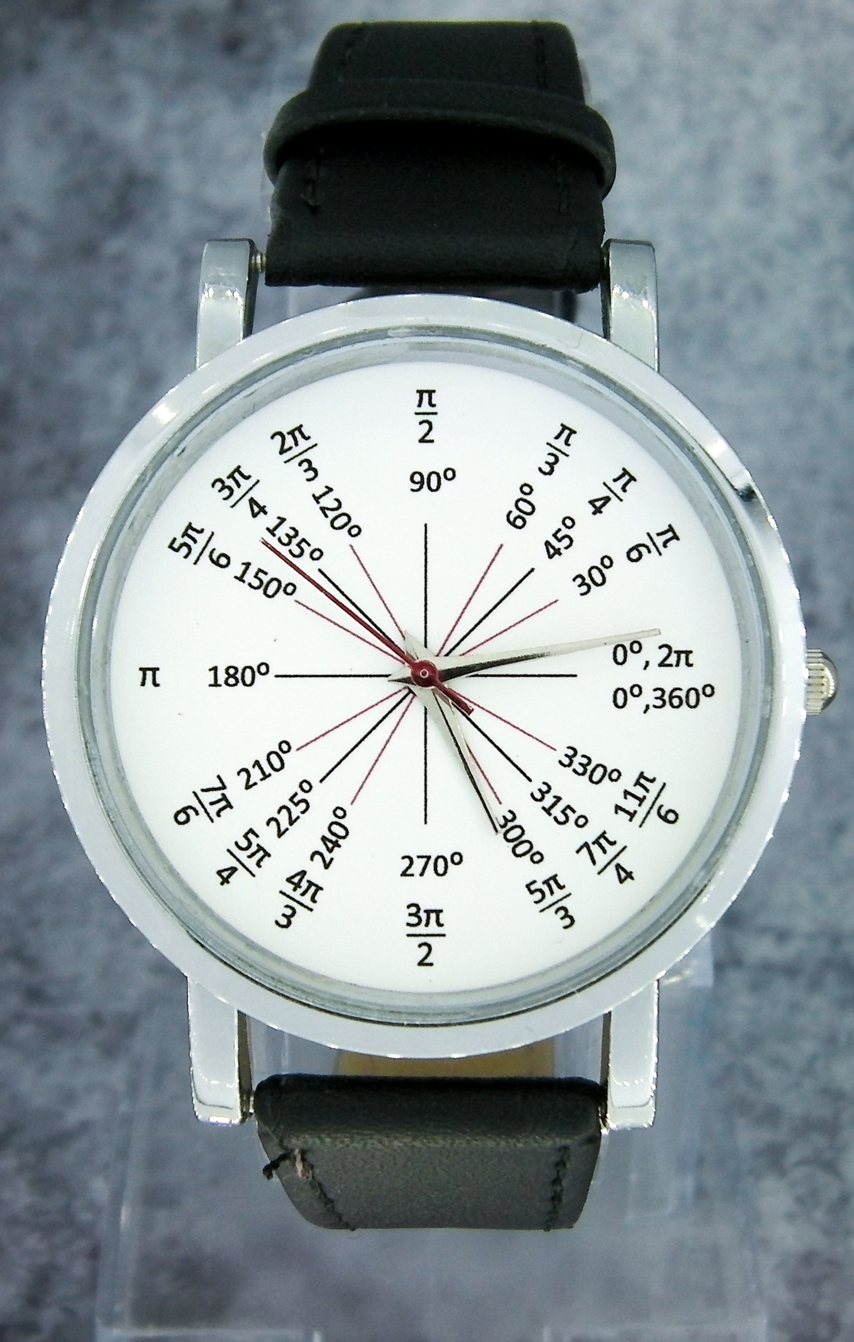 Mathematik Einheitskreis Uhr Bogenwinkel Design, Schwarzes Lederarmband von CraftWatches