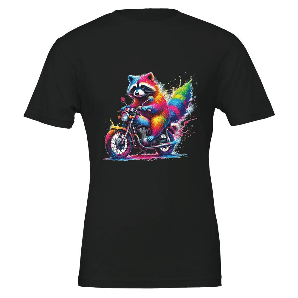 Motorrad Waschbär - Premium Unisex Crewneck T-Shirt Motorrad Waschbär - Premium Unisex Crewneck T-Shirt von CraftWerkKreationen