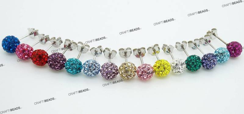 6 Mm - Swarovski Kristall Strass Disco Ball 925 Sterling Silber Ohrstecker Wählen Sie Ihre Farbe von CraftandBeadsUSA