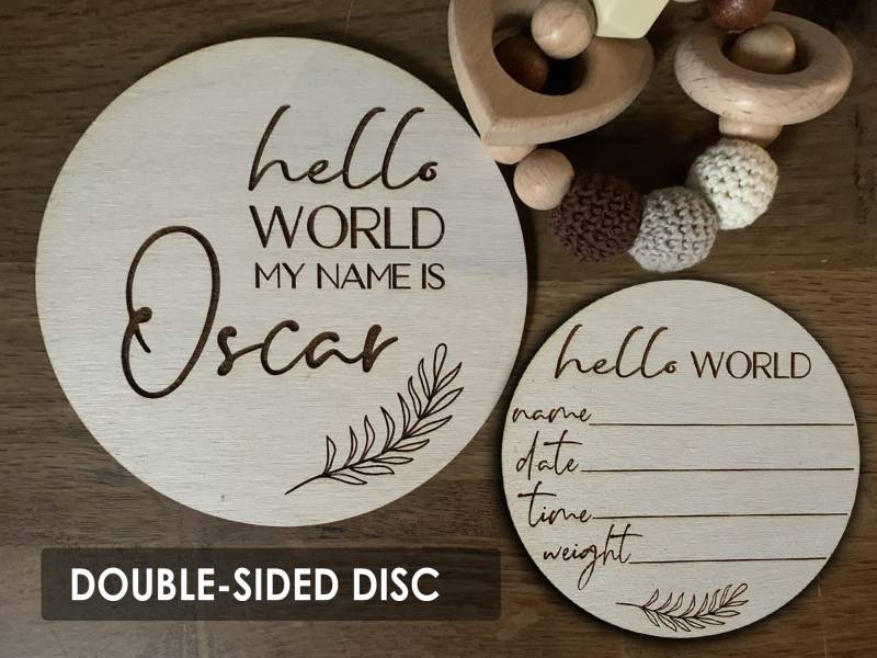 Neutral Hello World Baby Namensschild | Mein Name Ist Babymitteilung Ankunft Zeichen Plakette Andenken von CraftandGiftUK