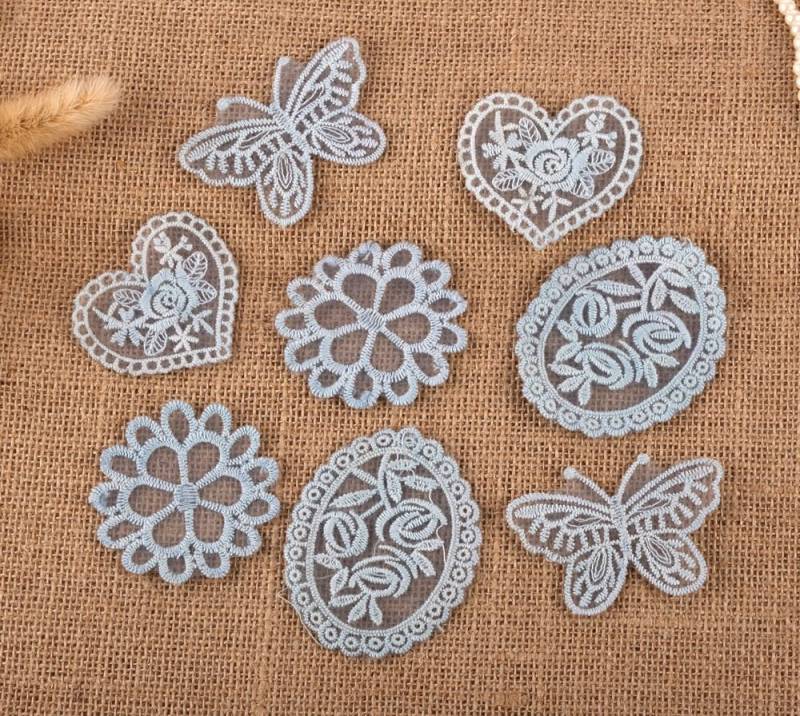Craftbuddyus 8 Stück Gemischte Blaue Spitze Motive Patches Nähen Sew On Stick Crochet von CraftbuddyUS