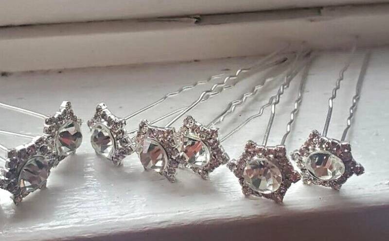 Craftbuddyus Crtp5 12 Stück 15mm Crystal Rose Hexagon Strass Diamante Haarnadeln von CraftbuddyUS