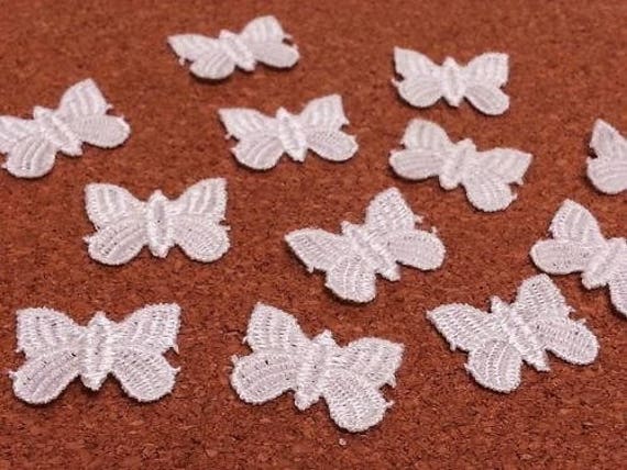 Craftbuddyus Lm1 - 20 Weiße Spitze Applikation Guipure, Stoff Schmetterling Patches von CraftbuddyUS