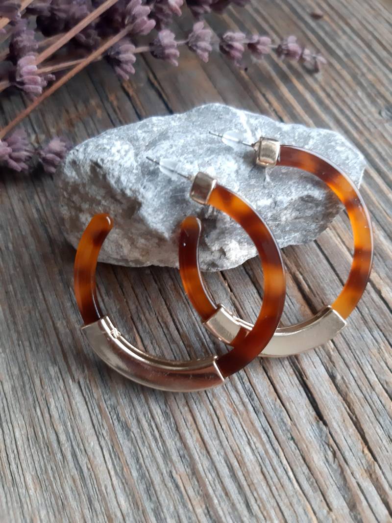 Creolen, Acetat Ohrringe, Schildkröte Ohrringe, Acryl Ohrringe, Boho Creolen von CraftbyagaStyle