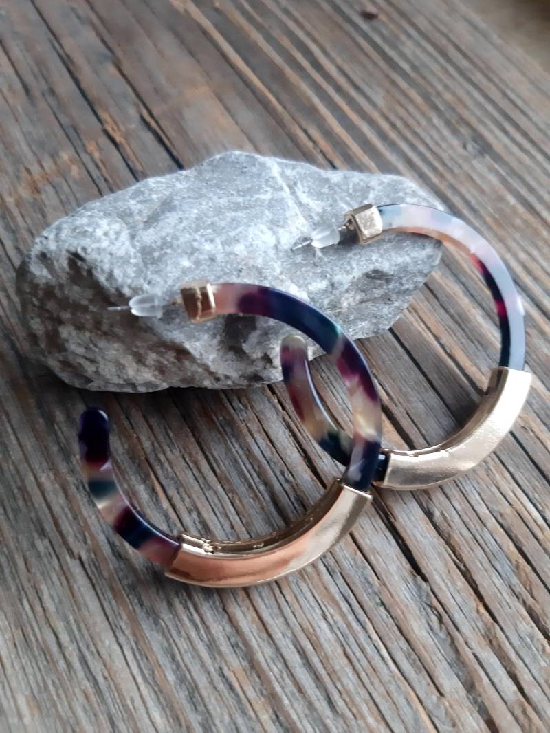 Creolen Ohrringe, Acetat Ohrringe, Schildkröte Ohrringe, Acryl Ohrringe, Boho Ohrringe von CraftbyagaStyle