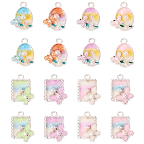 Craftdady 32 Stück ovale rechteckige Anhänger mit Schmetterlings-Charm, Tier, Blumen, Vintage-Charms mit Kunstperlen, Emaille, Ölgemälde, Anhänger für Armbänder, Halsketten, Schlüsselanhänger Craftdady 32 Stück ovale rechteckige Anhänger mit Schmetterlings-Charm, Tier, Blumen, Vintage-Charms mit Kunstperlen, Emaille, Ölgemälde, Anhänger für Armbänder, Halsketten, Schlüsselanhänger von Craftdady