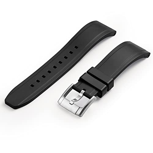 CRAFTER BLUE UX03 Uhrenarmband mit geradem Ende, Gummi, Ersatz für alle Uhren mit 22 mm Breite, Schwarz von CRAFTER BLUE