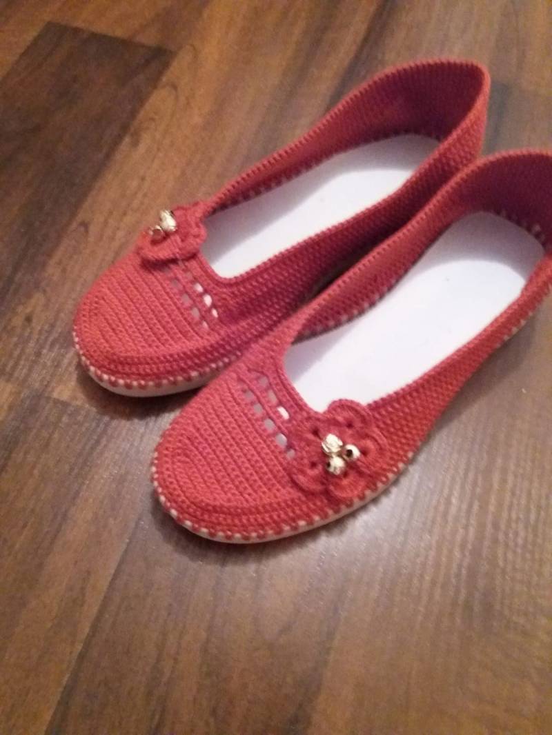 Gehäkelte Espadrilles Rosa Blumen Baumwollschuhe Gehäkelte Espadrilles Rosa Blumen Baumwollschuhe von CrafterlyShoes
