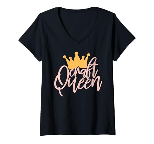Damen Craft Queen//Love Crafting//Crafter Art Crafty Sammelalbum T-Shirt mit V-Ausschnitt Damen Craft Queen//Love Crafting//Crafter Art Crafty Sammelalbum T-Shirt mit V-Ausschnitt von Crafting HHWCo.