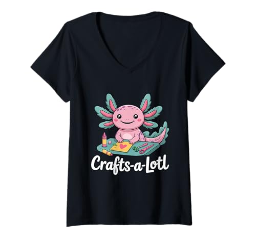 Damen Crafts-A-Lotl Bastelt viel Crafter Axolotl T-Shirt mit V-Ausschnitt Damen Crafts-A-Lotl Bastelt viel Crafter Axolotl T-Shirt mit V-Ausschnitt von Crafting Handmade Scrapbooking Hobby