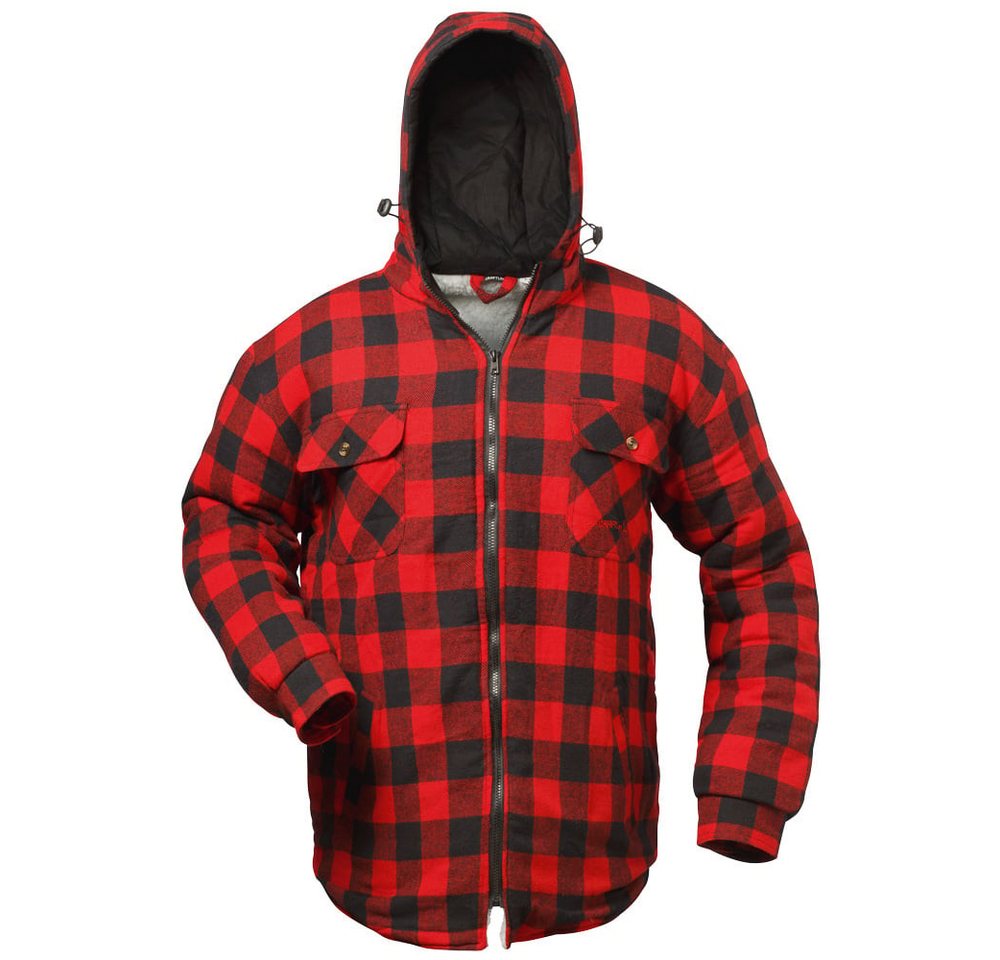 Craftland Thermohemd Flanellhemd mit Kapuze Holzfällerhemd Arbeitshemd Arbeitsjacke warme gefütterte Arbeitsjacke mit Teddy-Futter von Craftland