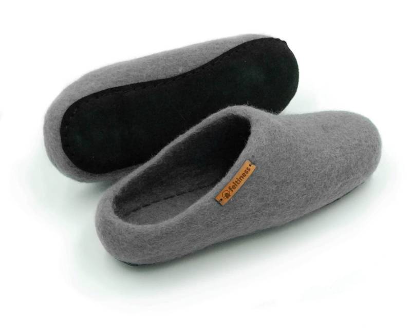 Filzpantoffeln, Wolle Hausschuhe Mit Ledersohle Feltiness von Craftmano