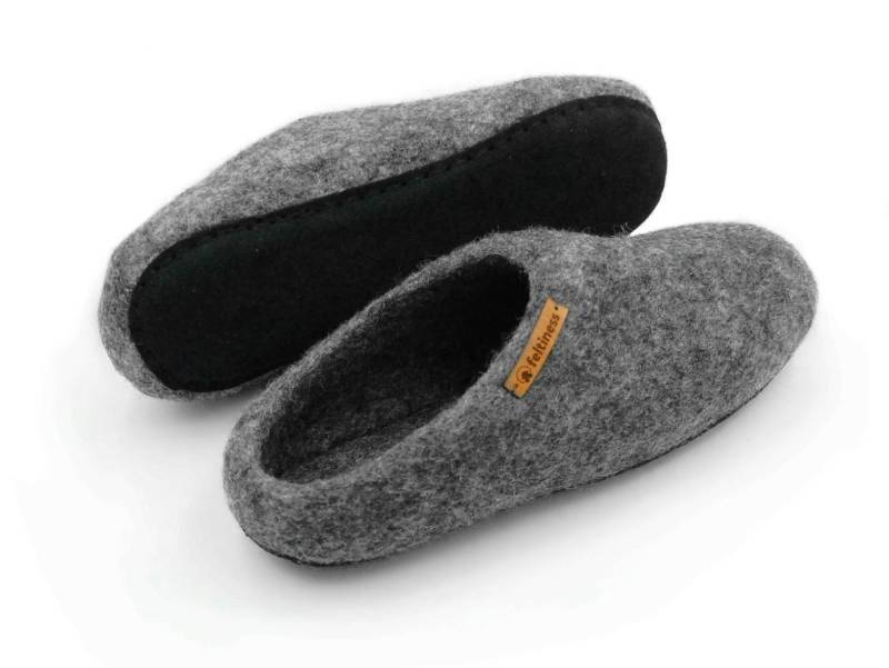 Filzpantoffeln, Wolle Hausschuhe Mit Ledersohle Feltiness von Craftmano
