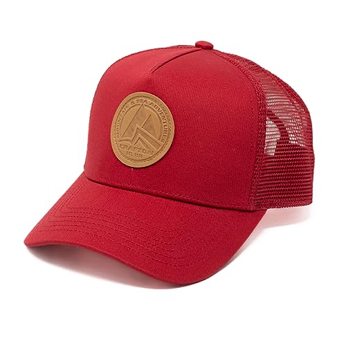 Crafton Classic Logo Mesh Trucker Cap - Baseball Cap - Unisex - atmungsaktiv - individuell verstellbar - für Damen und Herren Farbe: Classic Logo - Burgundy von Crafton