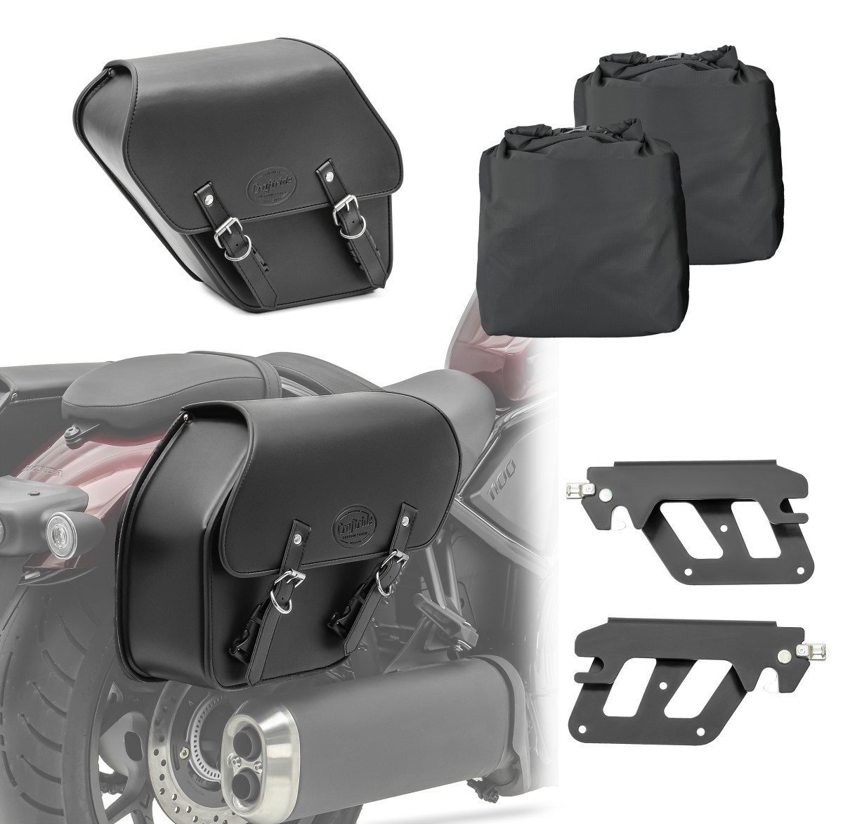 Craftride Koffer Set 2x Satteltaschen mit Halter QL passend für Honda Rebel 1100 CMX 21 von Craftride