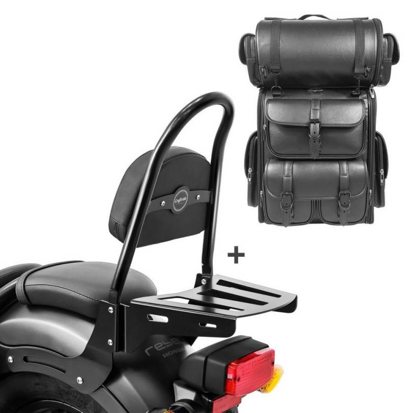 Craftride Reisetasche Sissybar CSM + Hecktasche LX für Honda Rebel 500 17-25 mit Gepäckträge von Craftride
