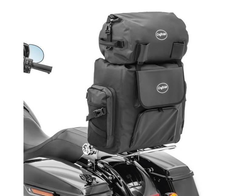 Craftride Reisetasche Wasserdichte Sissybar Tasche mit Gepäckrolle für Chopper WPL Hecktasch von Craftride