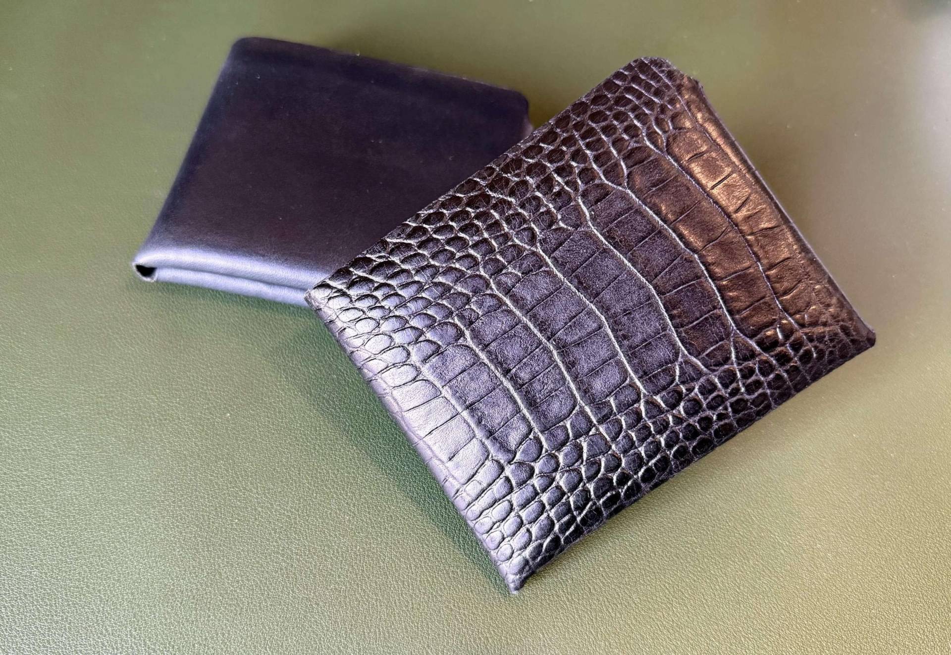 Handgefertigte Falten Geldbörse Aus Rindsleder Krokodilmuster Kartenhalter von CraftsByBoris