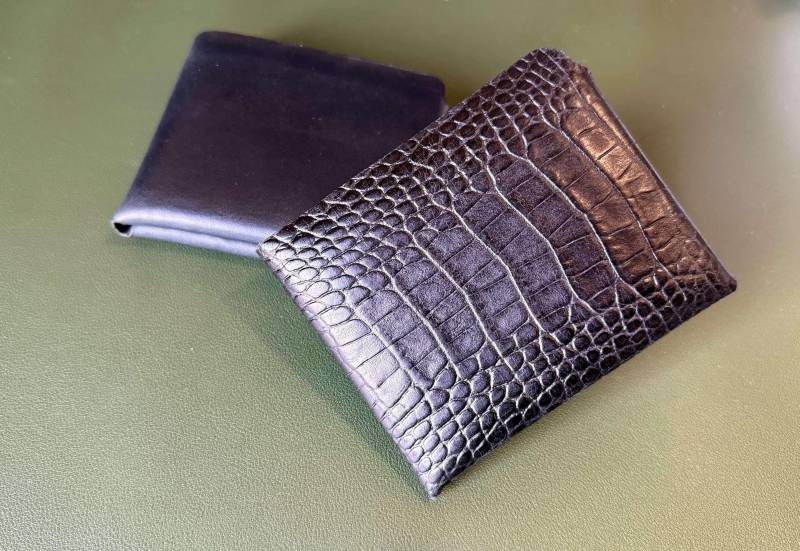 Handgefertigte Falten Geldbörse Aus Rindsleder Krokodilmuster Kartenhalter von CraftsByBoris