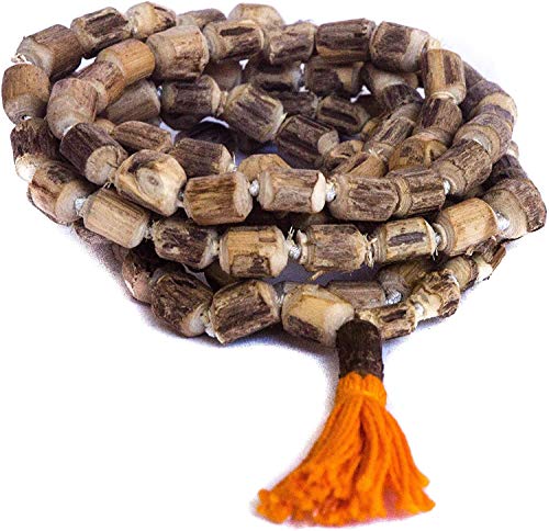 Basic Natural Rough Tulsi Mala with Gomukhi Japa Pouch ~ Basic Prayer Beads Japa Mala Tulsi Japa Large Beads Singing Hand Knotted Karma Necklace Hindu Tibetan Buddhist Rosary Energized Tulsi Wood von Craftslook