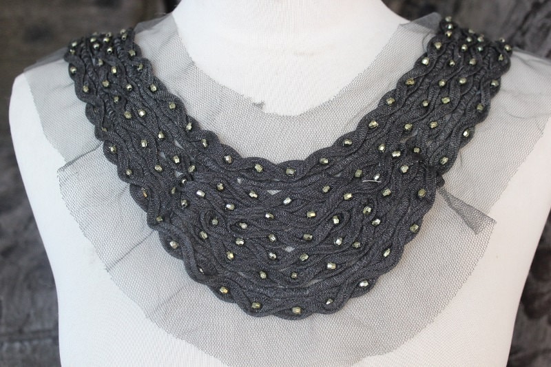 Niedlich Bestickt Und Perlen Applikation, Die Schwarze Farbe von CraftsWarehouseHub