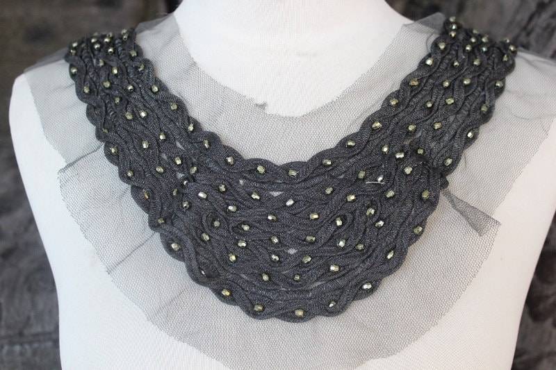 Niedlich Bestickt Und Perlen Applikation, Die Schwarze Farbe von CraftsWarehouseHub