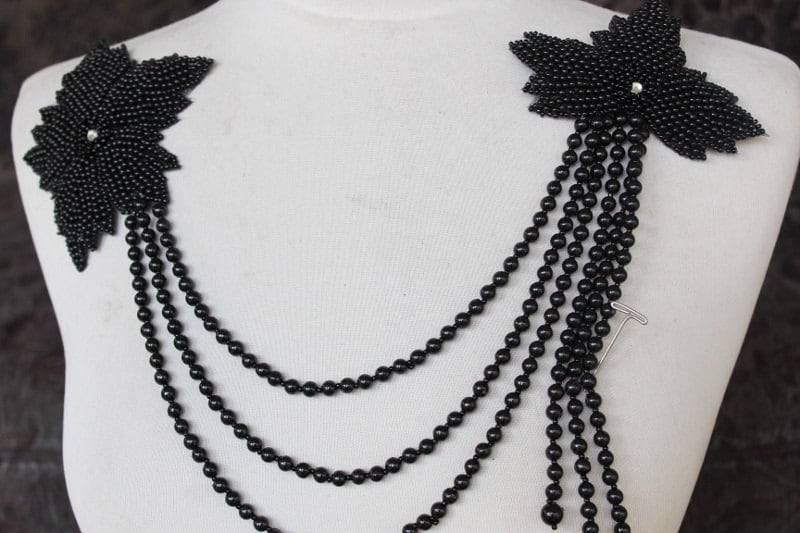 Perlen Schwarz Trimmen Für Kleid Oben/Cute Und Gestickte Applikation Schwarze Farbe 1 Stück Auflistung von CraftsWarehouseHub