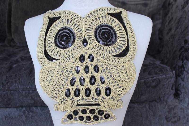 Süße Eule Applikation Gestickt Mit Schwarzer Farbe Sequenz 1 Stück Auflisten von CraftsWarehouseHub