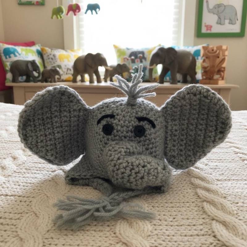 Gehäkelte Elefantenmütze Handgestrickte Baby Wintermütze | Neugeborene-24 Monate von CraftsbyTine