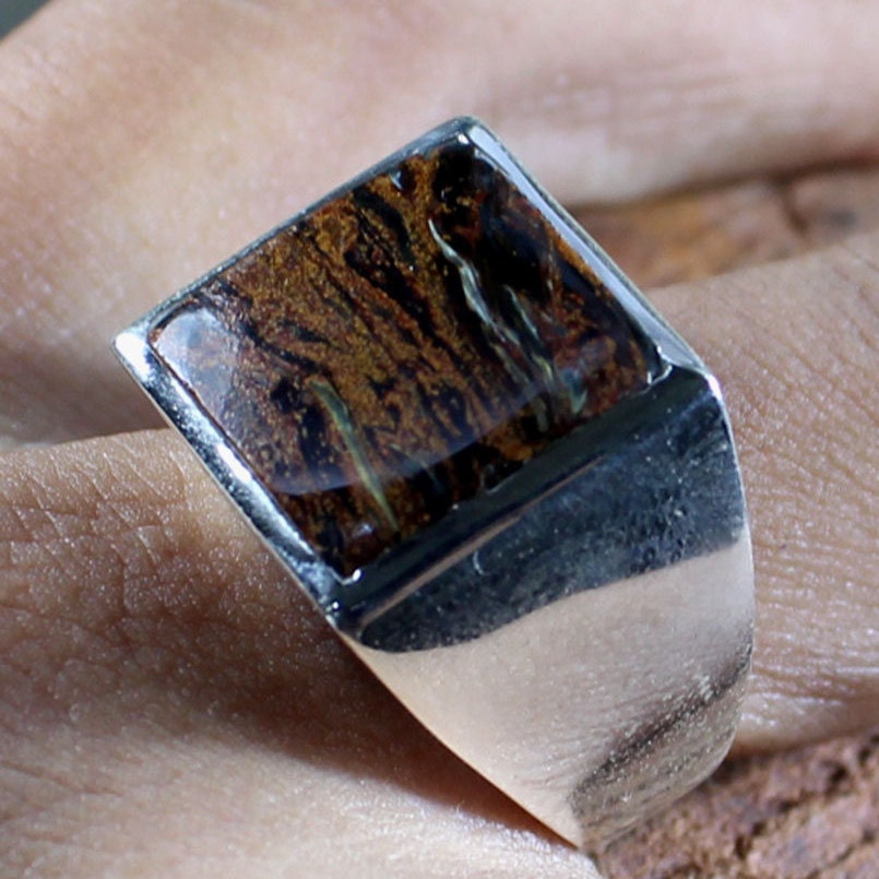 Natürlicher Pietersit Edelstein Ring Massiver 925 Silber Geburtsstein Geburtstag Geschenk Schlicht Feiner Für Männer Schmuck von CraftworldGifts