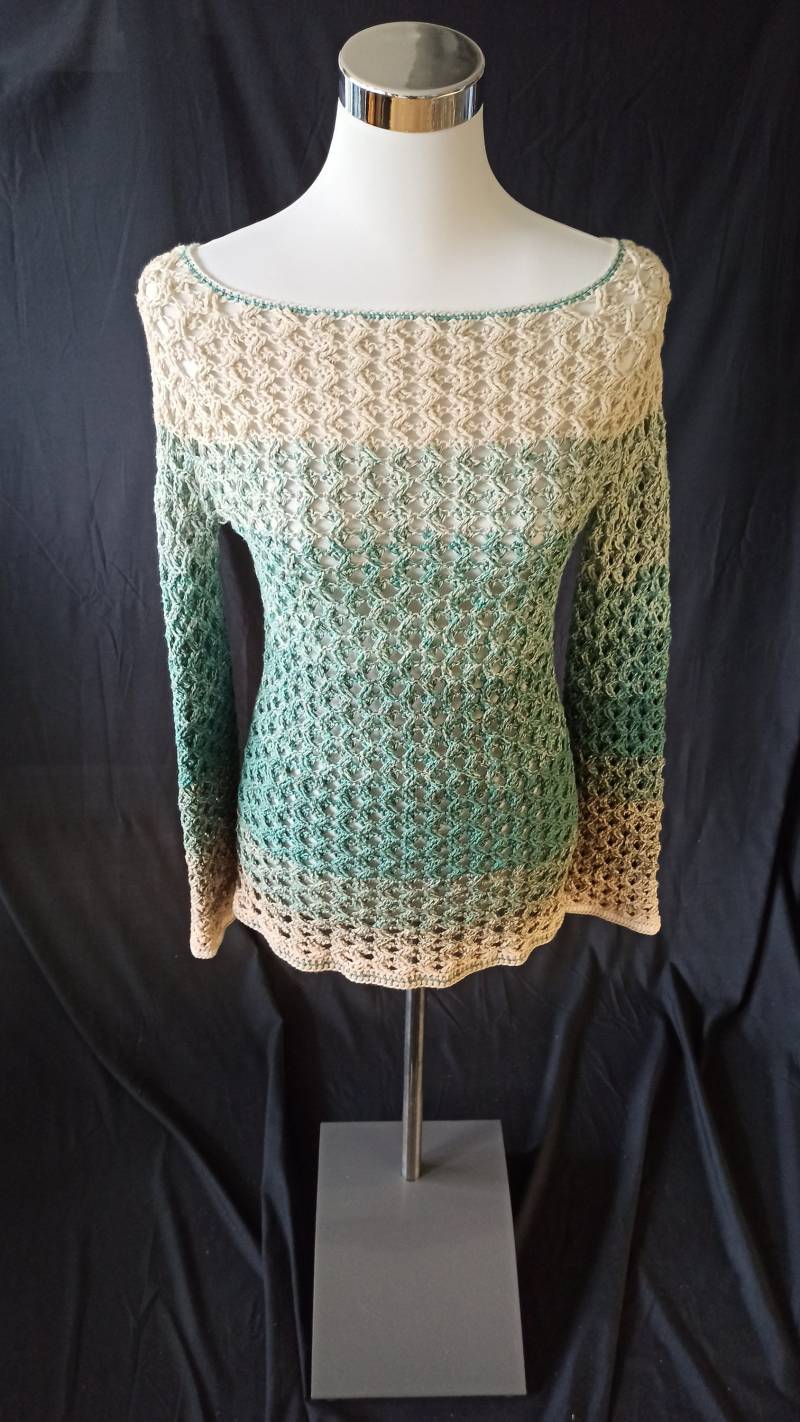 Häkel-Pulli Farbverlauf Im 3D-Gittermuster Häkel-Pulli Farbverlauf Im 3D-Gittermuster von CraftyBeeByBirte