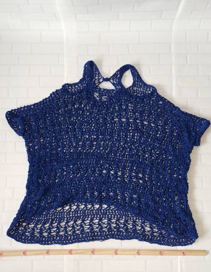 Netz-Kleid Blau, Handgehäkelt von CraftyBeeByBirte