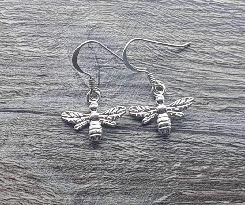 Biene Tropfen Ohrringe - Sterling Silber Hummel Baumelt Biene Tropfen Ohrringe - Sterling Silber Hummel Baumelt von CraftyCatsJewellery