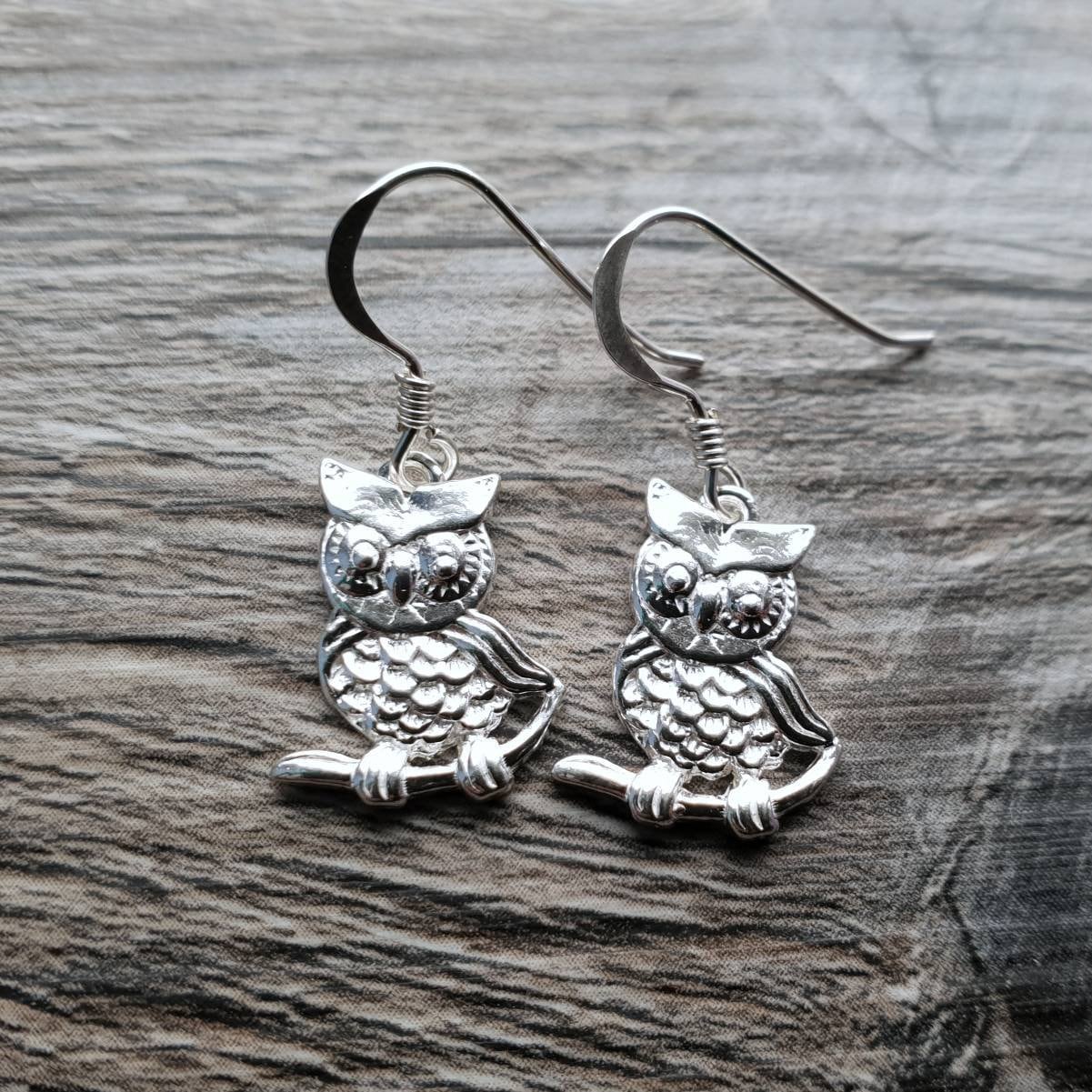 sterling Silber Eule Ohrringe, Thront Vogel Ohrringe sterling Silber Eule Ohrringe, Thront Vogel Ohrringe von CraftyCatsJewellery