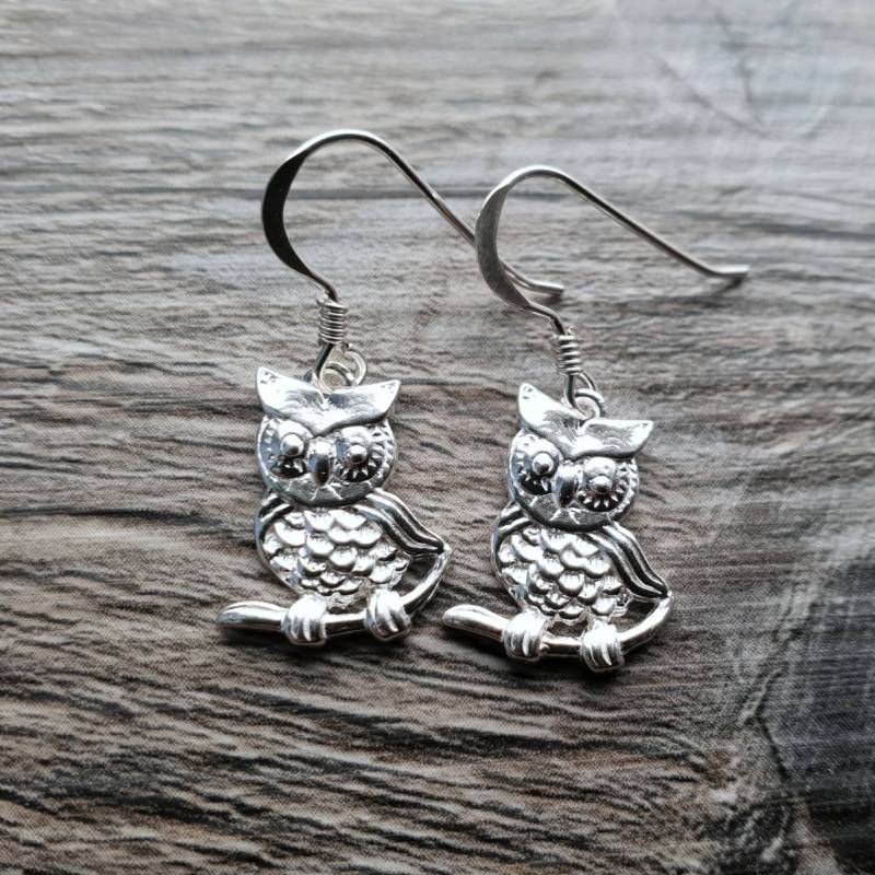 sterling Silber Eule Ohrringe, Thront Vogel Ohrringe sterling Silber Eule Ohrringe, Thront Vogel Ohrringe von CraftyCatsJewellery