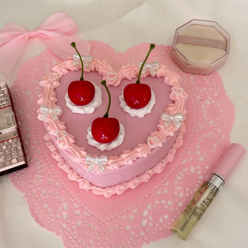 Rosa Kokette Kirschherz-Gefälschte Kuchen-Dekor-Kasten Mit Spiegel - Weinlese-Schmuckschatulle von CraftyDessert