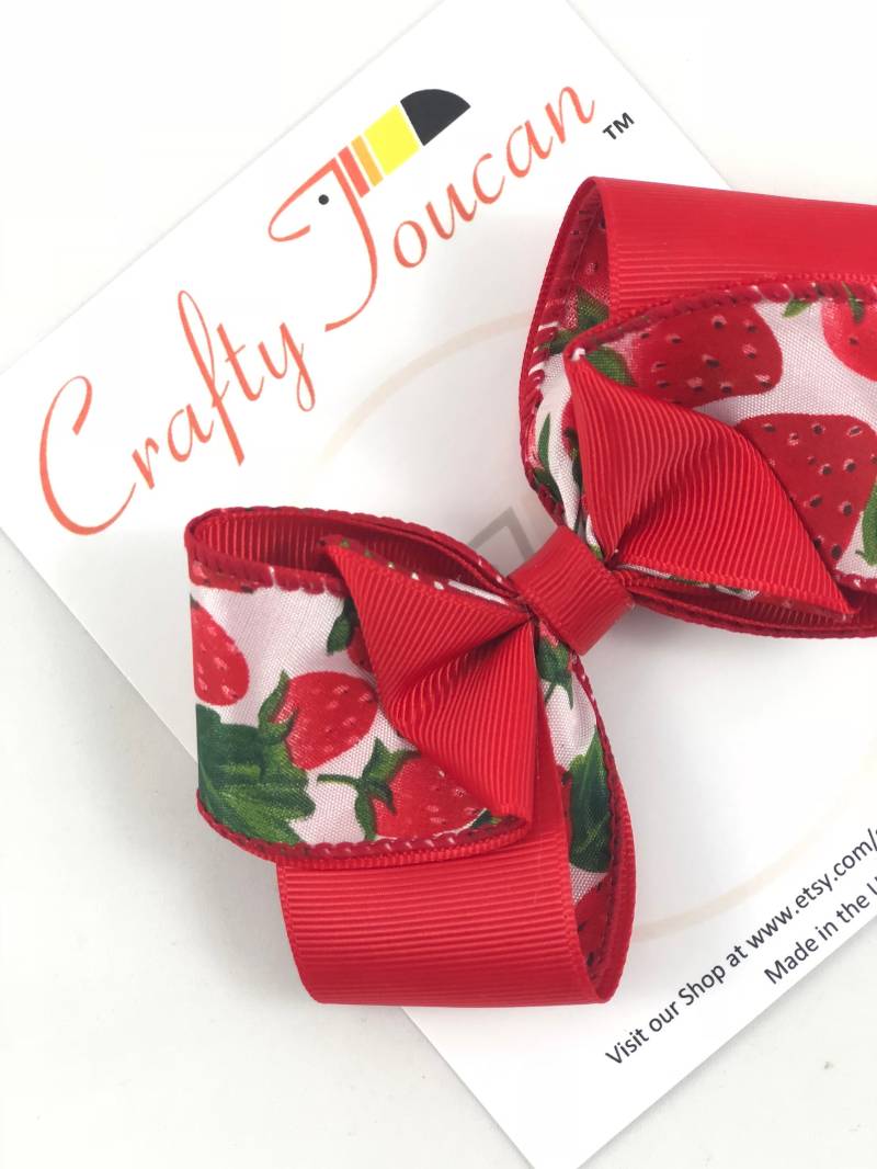 Zwei Farberot Und Weiß, Erdbeere Schleife Für Babys Mädchen von CraftyToucan