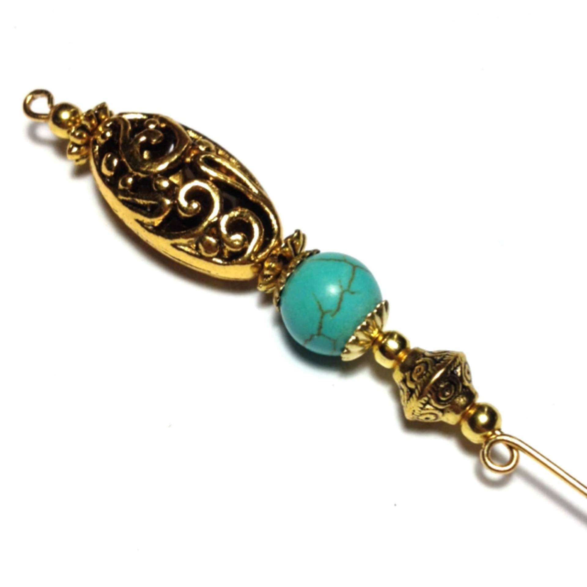 5" Gold Türkis Howlith Edelstein Bead Hat Pin - Mit Endschutz von CraftysodJewellery1