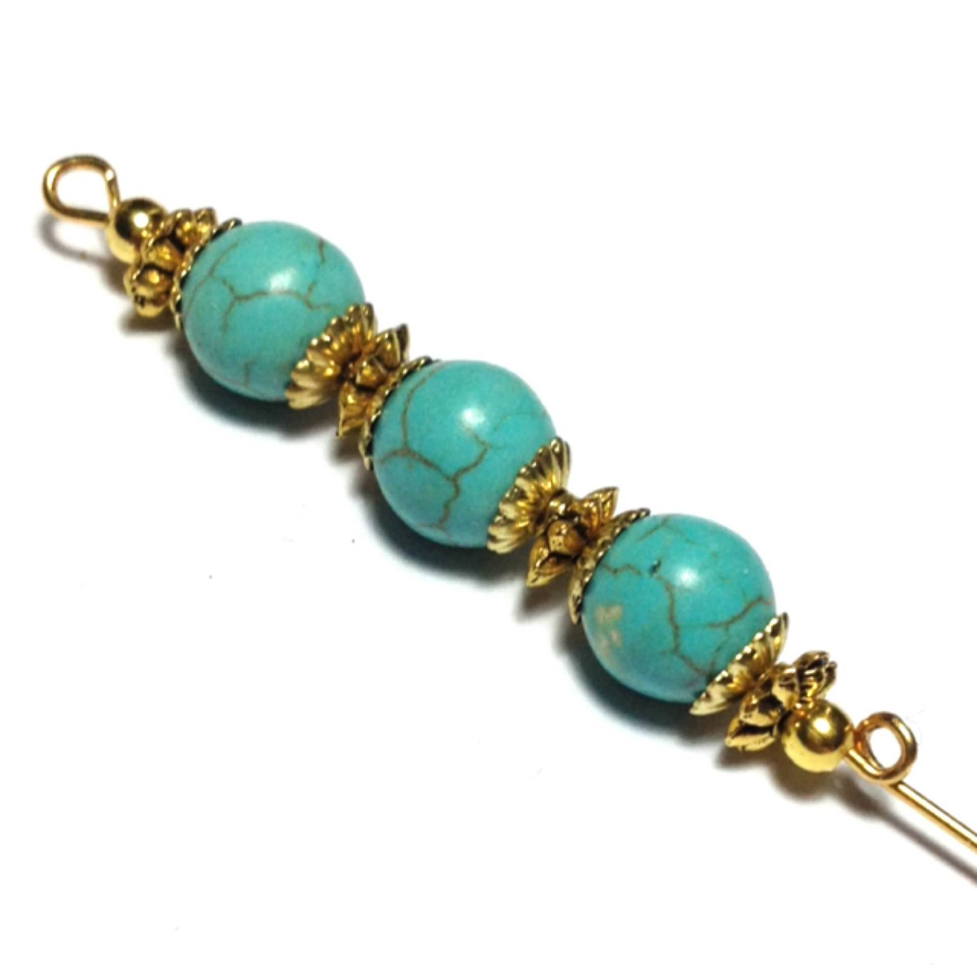 5" Gold Türkis Howlith Edelstein Bead Hat Pin - Mit Endschutz von CraftysodJewellery1