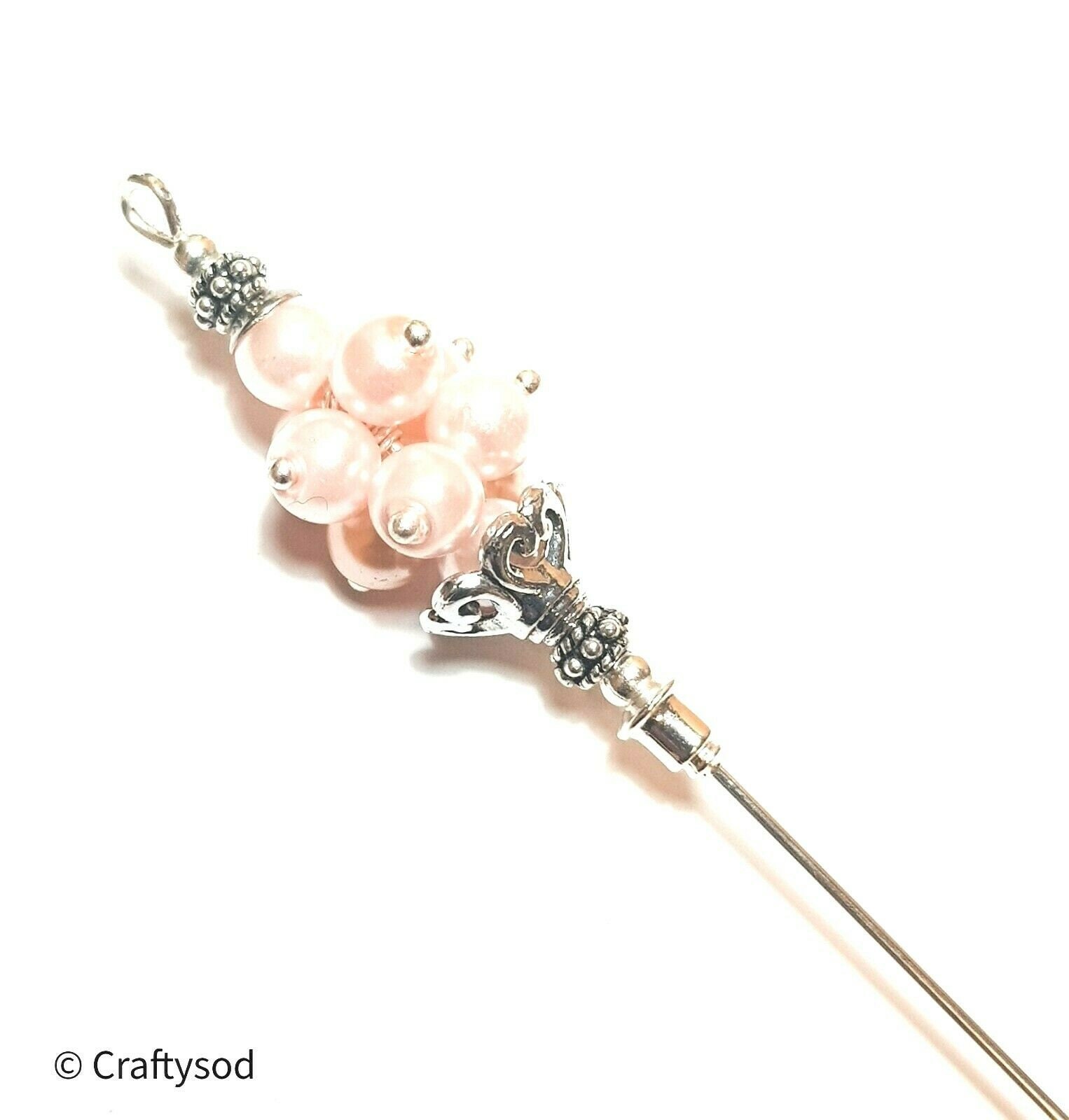 6" Silber Rosa Glasperlen Cluster Hatpin Starke Pin Plus Beschützer Antik Vintage Stil von CraftysodJewellery1