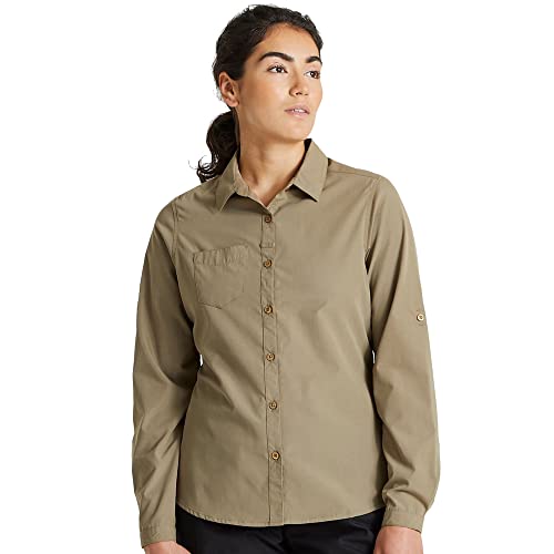 Craghoppers Damen Expert Kiwi Langarm-Shirt Für Hemd Mit Button-Down-Kragen, Pebble, 42 EU von Craghoppers
