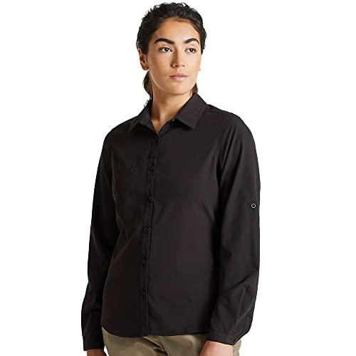 Craghoppers Damen Expert Kiwi Langarm-Shirt Hemd mit Button-Down-Kragen, Schwarz, 36 EU von Craghoppers