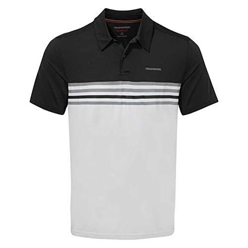 Craghoppers Herren NL Pro Poloshirt, kurzärmelig, leicht, feuchtigkeitsableitend, Schwarz/Optic White, M von Craghoppers