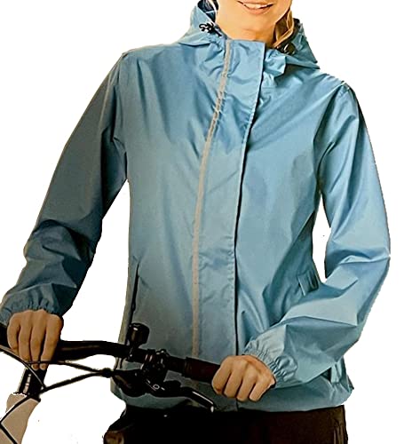 Crane Blaue Damen Rad Regencape Regenponcho mit Kapuze Winddichte Regenjacke (M 40/42) von Crane