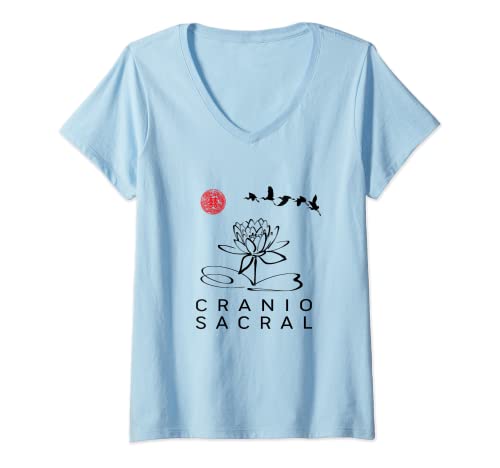 Damen Cranio Sakral-Praktiker Cranio Sakral-Anfänger-Design T-Shirt mit V-Ausschnitt Damen Cranio Sakral-Praktiker Cranio Sakral-Anfänger-Design T-Shirt mit V-Ausschnitt von Cranio Sacral Teacher Elegant Font Modern Lotus
