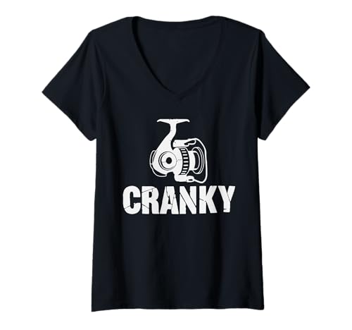 Damen Fishing Cranky Lustiger Fischbarschliebhaber Fischer T-Shirt mit V-Ausschnitt Damen Fishing Cranky Lustiger Fischbarschliebhaber Fischer T-Shirt mit V-Ausschnitt von Cranky Humor Fisher Mens Graphic