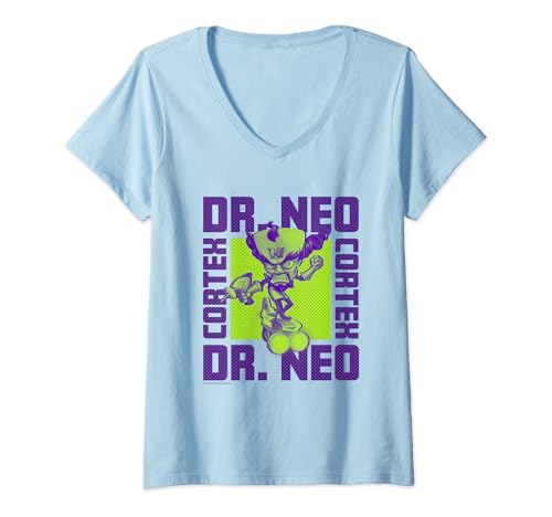 Damen Crash Bandicoot Dr. Neo Cortex Vintage Neon Shot T-Shirt mit V-Ausschnitt von Crash Bandicoot